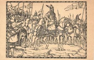 Történelmünk lapjaiból - 19 db használatlan régi magyar művészlap sorozat. Betűország képeslapjai a ...