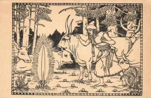 Történelmünk lapjaiból - 19 db használatlan régi magyar művészlap sorozat. Betűország képeslapjai a ...