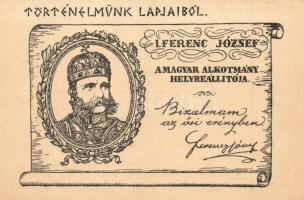 Történelmünk lapjaiból - 19 db használatlan régi magyar művészlap sorozat. Betűország képeslapjai a ...