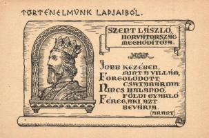 Történelmünk lapjaiból - 19 db használatlan régi magyar művészlap sorozat. Betűország képeslapjai a ...