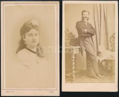 cca 1864 Vizitkártya méretű fényképek, 2 db vintage fotó, 10x6 cm
