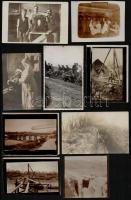1945. előtti katonai fényképek, 13 db vintage fotó, 6x9 cm és 10x15 cm között