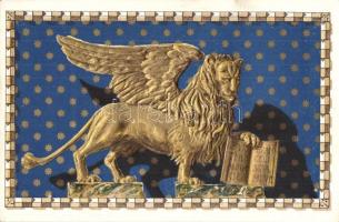 Venice, Venezia; Leone di San Marco / Lion of St Mark, Golden Emb. litho. Gio Zanetti