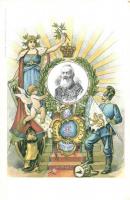 1821-1901 Luitpold bajor királyi herceg 80 éves uralkodásának szecessziós emléklapja / 80th anniversary of the reign of Luitpold von Bayern. Oscar Consée Kunstanstalt Art Nouveau, litho (EK)