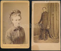 cca 1864 Vizitkártya méretű fotók, 2 db vintage fénykép, 10,5x6 cm
