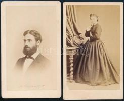 cca 1860 Vizitkártya méretű fotók, 2 db vintage fénykép, 10x6 cm