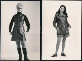 cca 1968 Divatfotók, női ruhák bőrből, 4 db vintage fotó, 17,5x11,5 cm