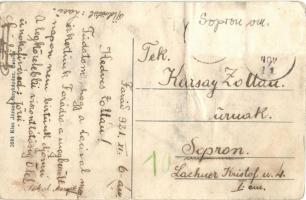 1921 Farád, utcakép az evangélikus templommal, Böjtös Sándor lak. Kiss József fényképész (gyűrött / ...