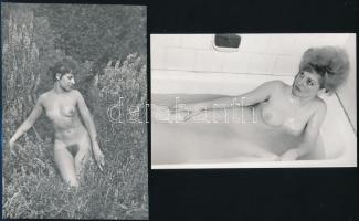 cca 1969 Tupír nélkül nem lehet, szolidan erotikus felvételek, 4 db vintage fotó + 7 db repró negatív, (a pozitív és a negatív képek nem összetartozók), 11x18 cm és 36x24 mm