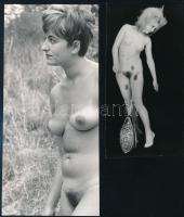 cca 1969 Tupír nélkül nem lehet, szolidan erotikus felvételek, 4 db vintage fotó + 7 db repró negatí...