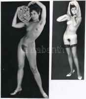 cca 1971 Rosszalkodni kéne már, szolidan erotikus felvételek, 4 db vintage fotó + 4 db vintage negat...