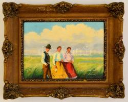 Parobek Alajos (1896-1947): Vasárnap délután. Olaj, karton,  jelzett, keretben, 26×35 cm