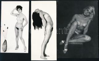 cca 1970 Vasárnapi huncutságok, szolidan erotikus felvételek, 4 db vintage fotó + 3 db vintage negat...