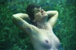 cca 1974 Vízparti mutatványos, szolidan erotikus felvételek, 25 db vintage negatív, 24x36 mm