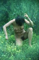 cca 1974 Vízparti mutatványos, szolidan erotikus felvételek, 25 db vintage negatív, 24x36 mm