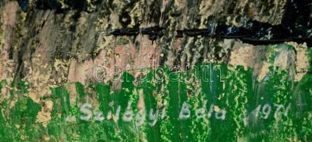 Szilágyi Béla (1935-): Erdő részlet. Olaj, farost, jelzett, keretben, 50×80 cm