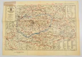 1914 Hátsek Ignác: A magyar Szent Korona országainak térképe. Franklin Társulat, javított, 37x52 cm