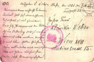 Krampus with child on his back + K.u.K. Intendanz der Armeekommandos K.u.K. Feldpost (ázott / wet da...