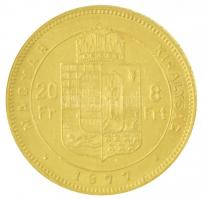 1877KB 8Ft/20Fr Au "Ferenc József / Középcímer" Körmöcbánya (6,45g/0.900) T:2  Hungary 187...