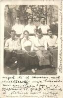 1916 Budapest, Teniszezők csoportképe / Hungarian tennis players. photo (fa)