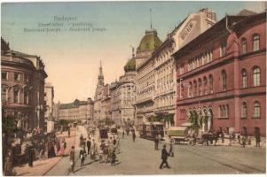 1913 Budapest VIII. József körút, Hotel Rémi, villamos, lovaskocsik,  M. kir. Technológiai Iparmúzeum. N.M. Bp. Dr. Trenkler Co.