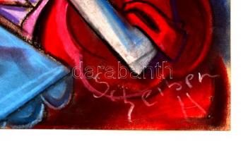 Scheiber jelzéssel: Nő pohárral. Pasztell, papír, 43×30 cm