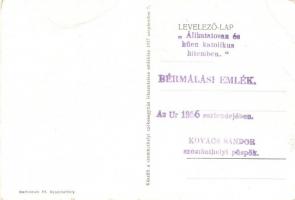 1945 Szombathely, Második világháborúban lebombázott székesegyház, szentély. Bérmálási emlék a hátol...