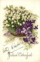 18 db régi üdvözlőlap (főleg húsvét), közte lithok / 18 pre-1945 greeting cards (mainly Easter), amo...