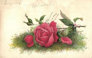 15 db régi rózsa motívumlap / 15 pre-1945 rose motive cards, floral, some are Emb.
