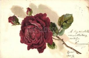 15 db régi rózsa motívumlap / 15 pre-1945 rose motive cards, floral, some are Emb