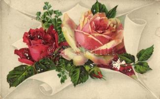 15 db régi rózsa motívumlap / 15 pre-1945 rose motive cards, floral, some are Emb