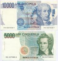 Olaszország 1984. 10.000L + 1985. 5000L T:III szép papír Italy 1984. 10.000 Lire + 1985. 5000 Lire C:F nice paper