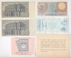 Olaszország ~1960-1970. 6db-os vegyes bankjegy, kupon és belépőjegy tétel T:III
Italy ~1960-1970. 6...