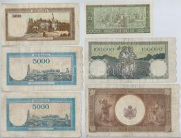 Románia 1941-1966. 6db-os bankjegy tétel T:I--III-
Romania 1941-1966. 6pcs of various banknotes C:A...