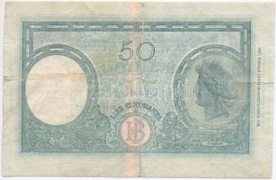 Olaszország 1943. 50L Szign.: Azzolini és Urbini T:III- ragasztás, szakadás
Italy 1943. 50 Lire Sig...