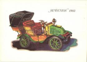 8 db modern vintage automobil képeslap Töreky Ferenc rajzaival / 8 modern vintage automobile postcar...