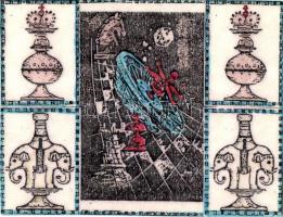 11 db modern dimenziós sakk motívumlap / 11 modern dimensional (3D) chess motive cards