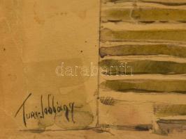 Turi-Jobbágy József (?-?): Lépcsősor. Akvarell, papír, üvegezett keretben, 40×29 cm