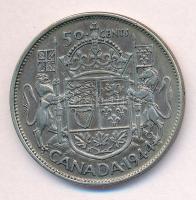 Kanada 1944. 50c Ag "VI. György" T:2,2- ragasztásnyom
Canada 1944. 50 Cents Ag "Geor...