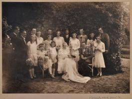 1929 Óföldeák, Návay János (1901-1954) és Haász Zsuzsanna (1912-?) esküvője, 5 db fotó kartonra raga...