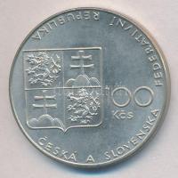 Csehszlovákia 1990. 100K Ag "Lovasok" T:2 
Czechoslovakia 1990 100 Korun Ag "Two hor...