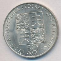 Csehszlovákia 1990. 50K Ag "Fátylas női arc" T:1- 
Czechoslovakia 1990. 50 Korun Ag "...