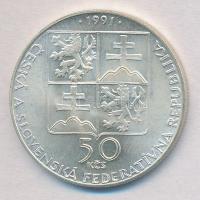 Csehszlovákia 1991. 50K Ag "Pöstyén - Fürdőépület" T:1- 
Czechoslovakia 1991. 50 Korun Ag...