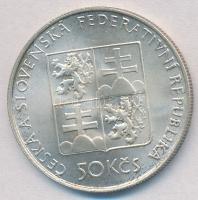 Csehszlovákia 1991. 50K Ag "Bohémia gőzhajó" T:1- 
Czechoslovakia 1991. 50 Korun Ag "...