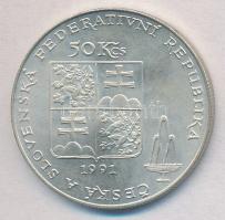 Csehszlovákia 1991. 50K Ag "Karlovy Vary fürdőépület" T:1- 
Czechoslovakia 1991. 50 Korun...