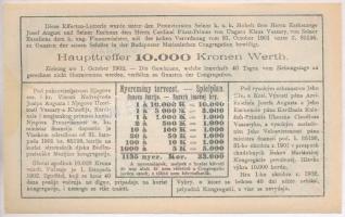 Budapest 1903. "Tanuló Sorsjegy" 1K értékben, felülbélyegzéssel T:I-