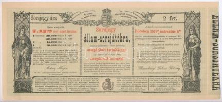 Ausztria / Bécs 1878. "Sorsjegy állam-sorsjátékra a közös hadsereg mozgósított tartalékosai s a...