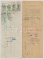 Budapest 1906-1943. 10db-os váltó tétel, közte egy kitöltetlen darab, bélyegzésekkel, okmánybélyegek...