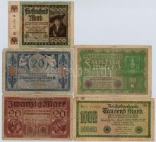 Német Birodalom 1915-1923. 9db-os vegyes bankjegy tétel T:III,III-
German Empire 1915-1923. 9pcs of...
