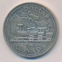 Kanada 1981. 1$ Ag "Transzkontinentális vasútvonal" T:1-,2 Canada 1981. 1 Dollar Ag "...